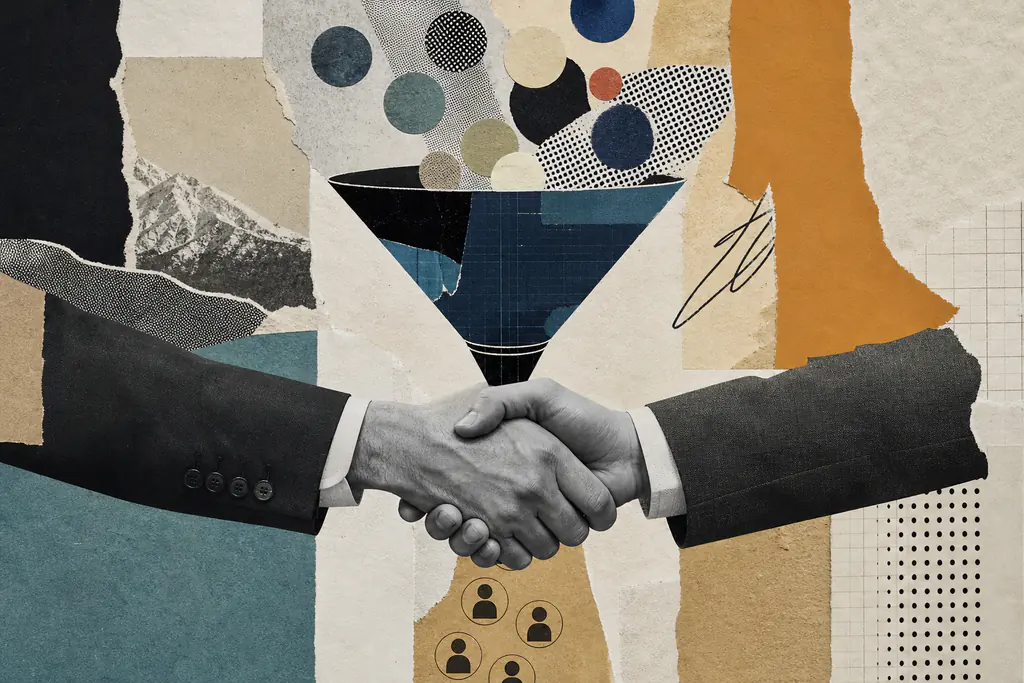A marketing agency presenting impressive-looking metrics while a business owner looks skeptically at numbers disconnecte