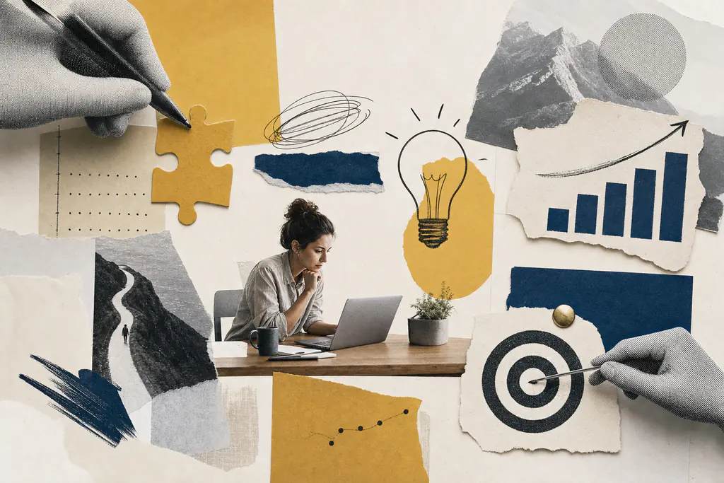 A small business owner building a structured content system with organized workflow components driving measurable growth