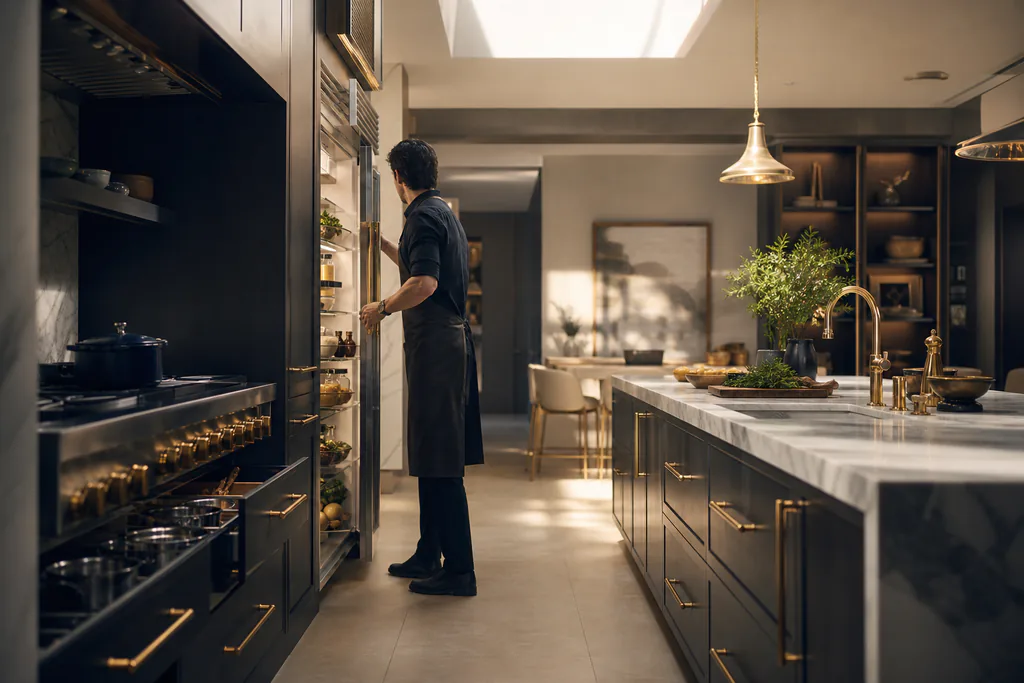 A kitchen layout designed around specific cooking habits, showing how placement of appliances, counter depth, and aisle width serve real daily use.